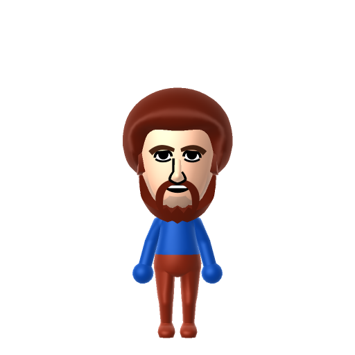 Bob Ross Mii QR code — tap to download the 3DS QR or copy Studio code