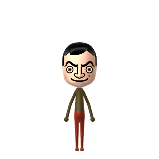 Mr. Bean Mii QR code — tap to download the 3DS QR or copy Studio code