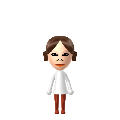 Princess Leia Mii QR code — tap to download the 3DS QR or copy Studio code