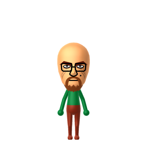 Walter White Mii QR code — tap to download the 3DS QR or copy Studio code
