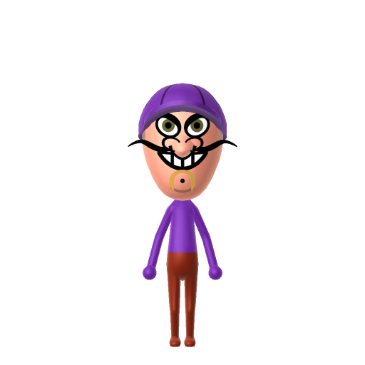 Waluigi Mii QR code — tap to download the 3DS QR or copy Studio code